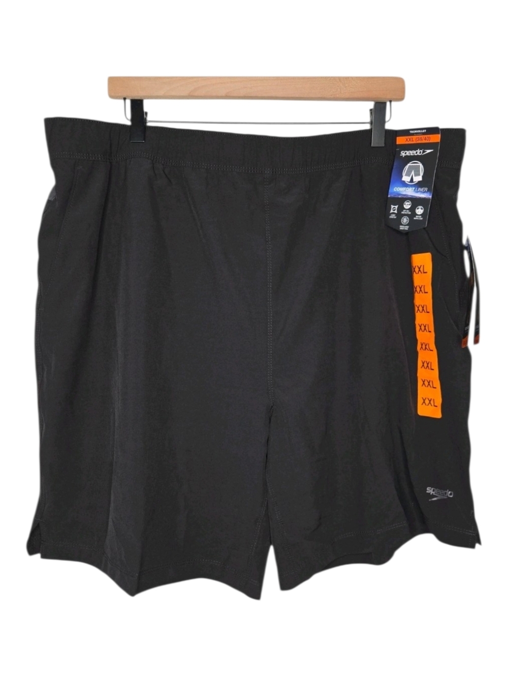 Speedo Mens 7" Black Tech Volley Uv Protection Swim Trunks Size XXL